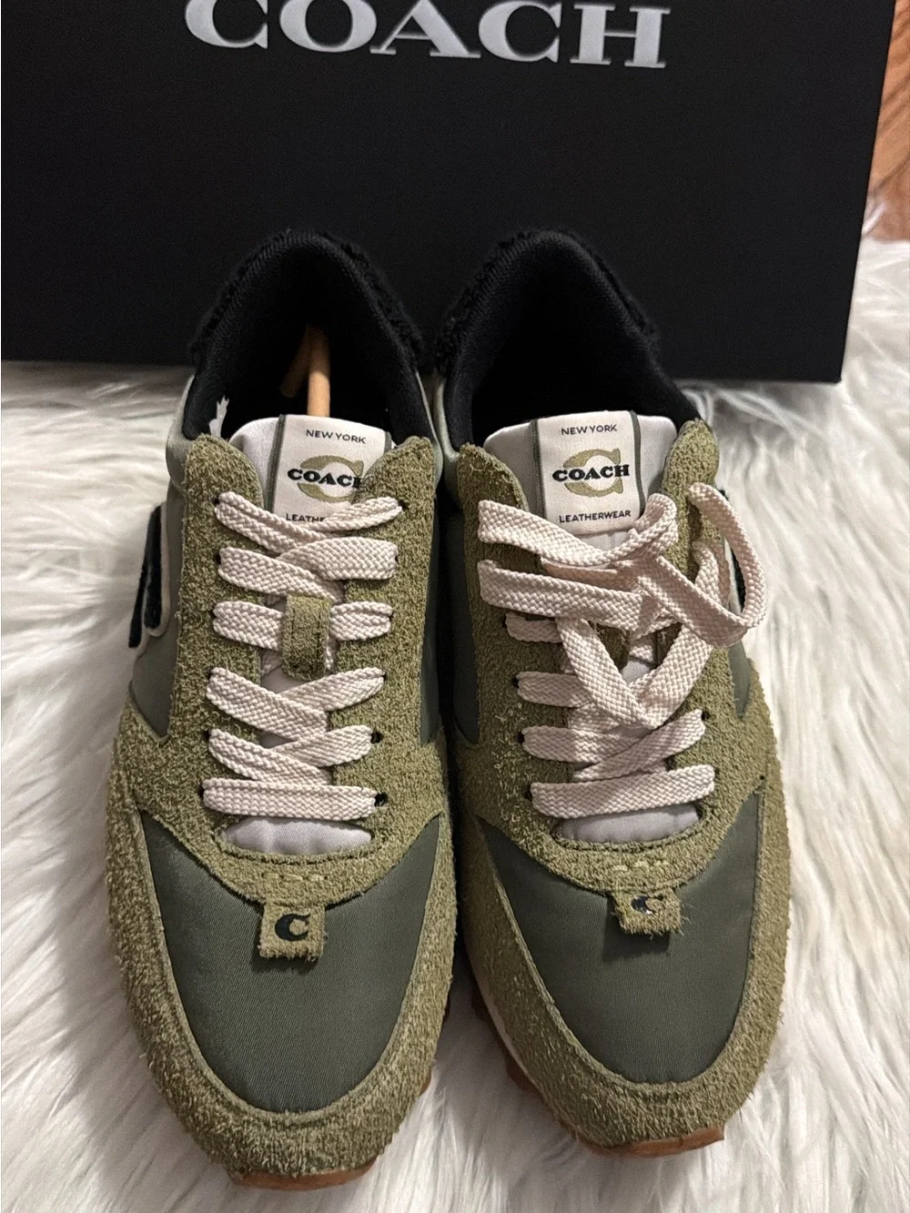 Coach Olive Green Mixed-Material Sneakers